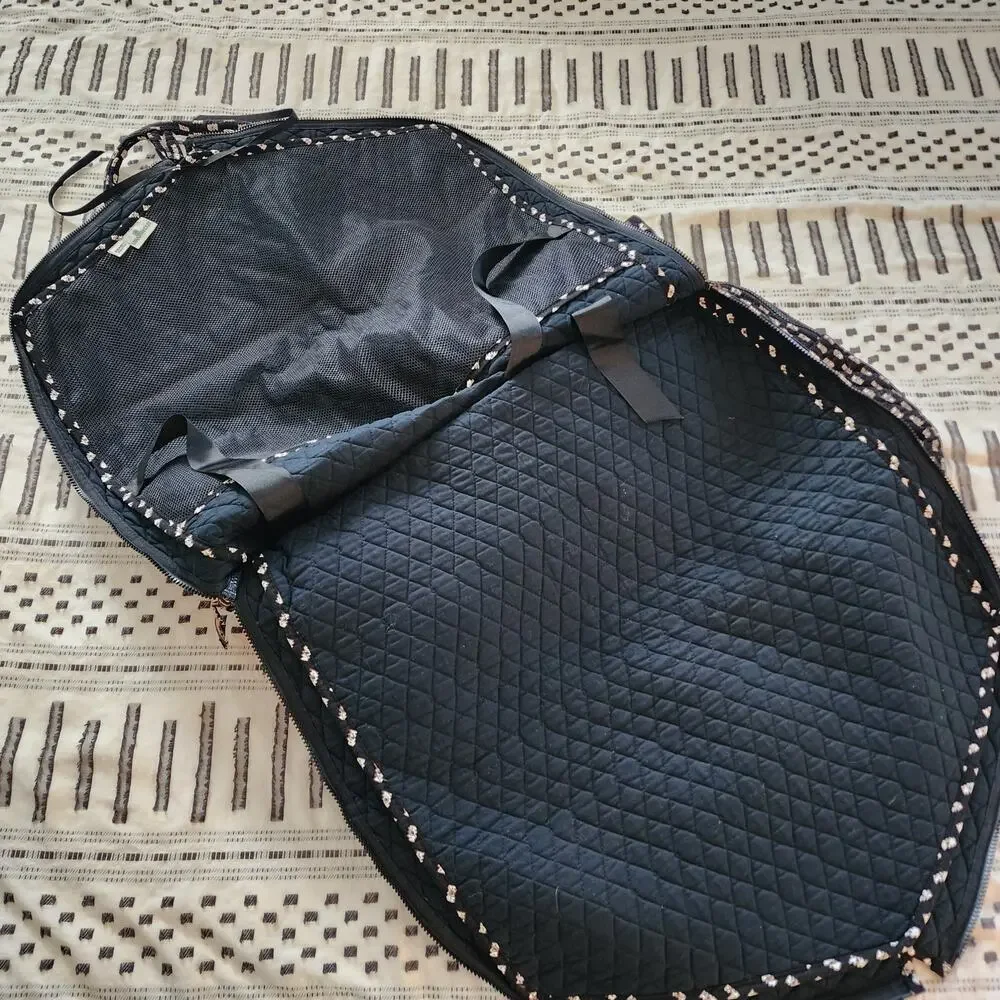 Vintage Vera Bradley Zebra Hanging Garment Bag Black Quilted Dual Handle Retired